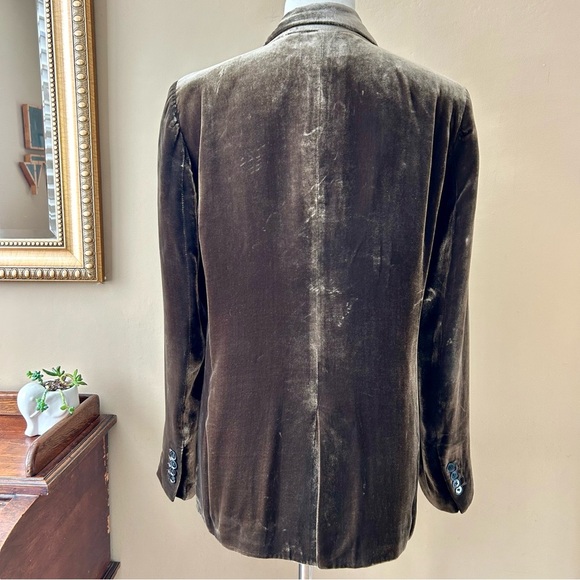 Zara Brown Velvet Blazer Jacket Limited Edition Silk Blend Size M 2731/289/528 - Picture 6 of 14